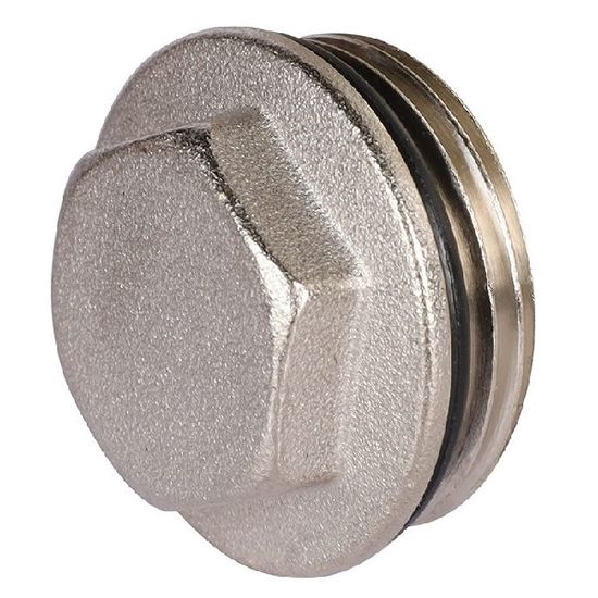 Заглушка для коллектора Rommer концевая никелированная с уплотн. кольцом 1" НР (RFP-0001-000001)