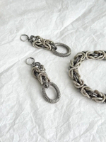 Серьги длинные плетение Византия, оттенки графит и серебро