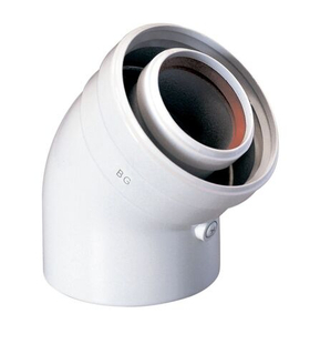 Промежуточный коаксиальный отвод 45°, без муфты, Ду 60/100, Baxi MT71410161