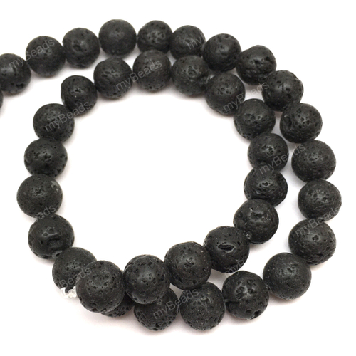 Лава черная 10 мм, бусины - шарики