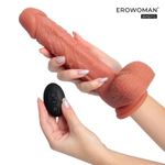 Телесный перезаряжаемый вибратор-реалистик с возвратно-поступательными движениями - 22,5 см. (Цвет: телесный)