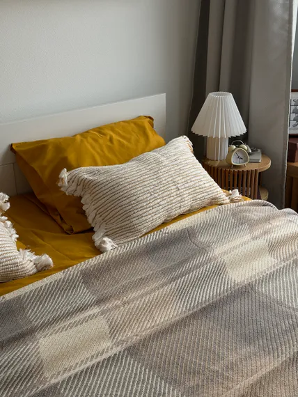 Комплект постельного белья из премиального сатина горчичного цвета из коллекции essential, 150х200 см