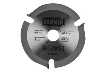 Пильный диск Hammer Flex 205-136 CSB WD  125мм*3*22,2мм по дереву для УШМ