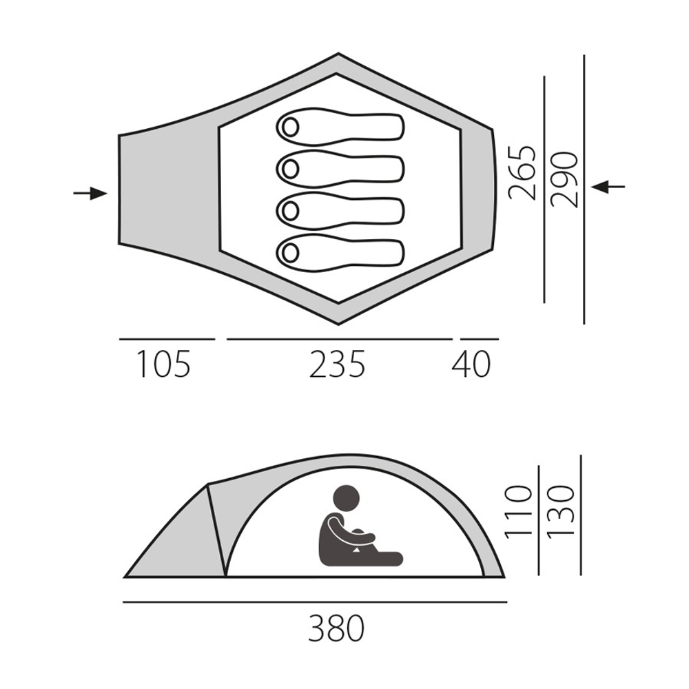 Палатка полуавтоматическая BTrace Omega 4+ (380х290х130 см, быстрая сборка)