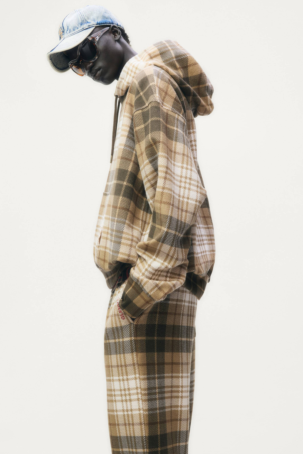 H&M - Glenn Martens Толстовка с капюшоном в клетку, бежевый