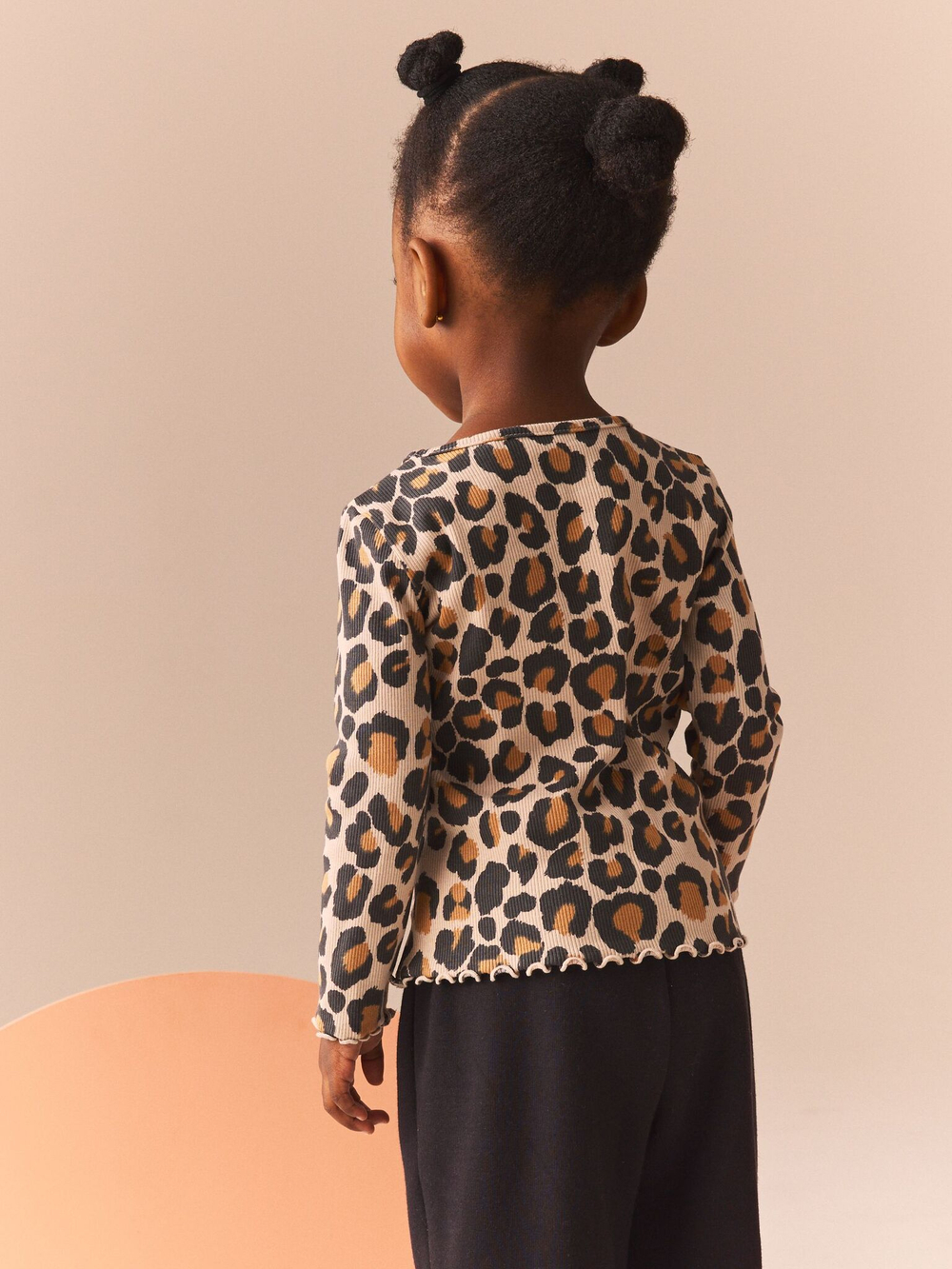 Лонгслив для девочки Next B68-845, Бежевый, Черный