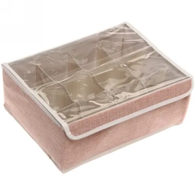 Коробка для хранения вещей 12 ячеек 32*23*12 Уют розовая