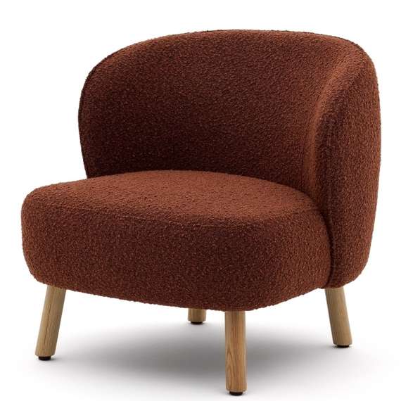 Кресло Ulit из терракотового букле с ножками из светлого бука