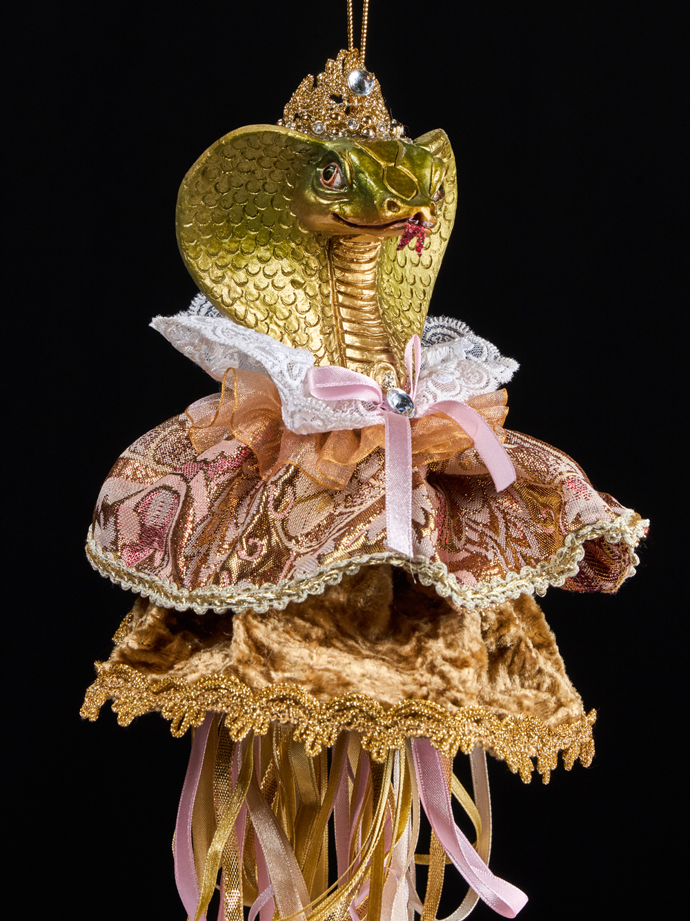 Елочная игрушка Змея 18х41см ChristmasDeLuxe лиловая с золотом