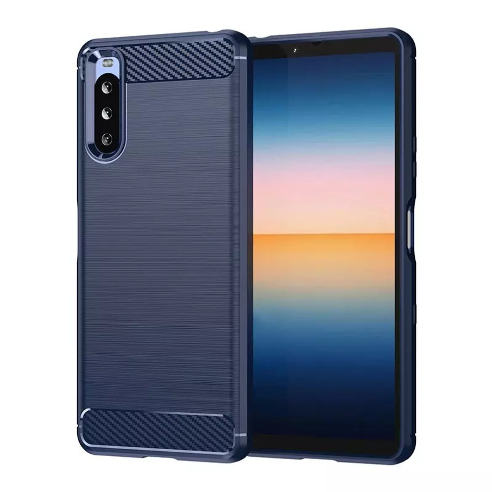 ? Мягкий защитный чехол синего цвета в стиле карбон для Sony Xperia 10 IV  Mark 4 с 2022 года, серии Carbon от Caseport - купить по отличной цене ? в  интернет магазине caseport в Москве и СПб