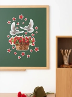 Наклейки, 9 мая на окна и стены цветы