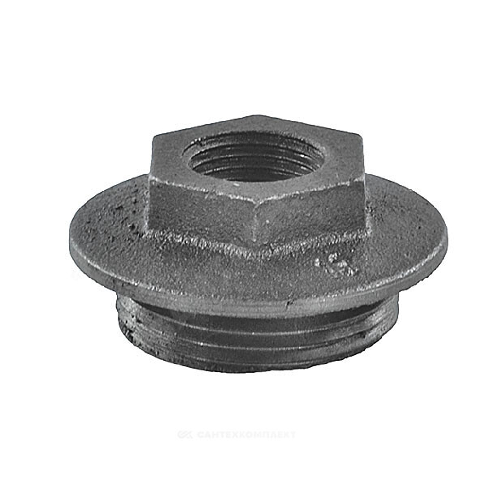 Заглушка (пробка) проходная 1 1/4"x1/2" правая резьба для чугунных радиаторов CRMTCLB
