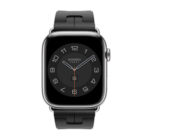 Apple Watch Hermès 45mm Silver Stainless Steel Case with Noir Kilim Single Tour