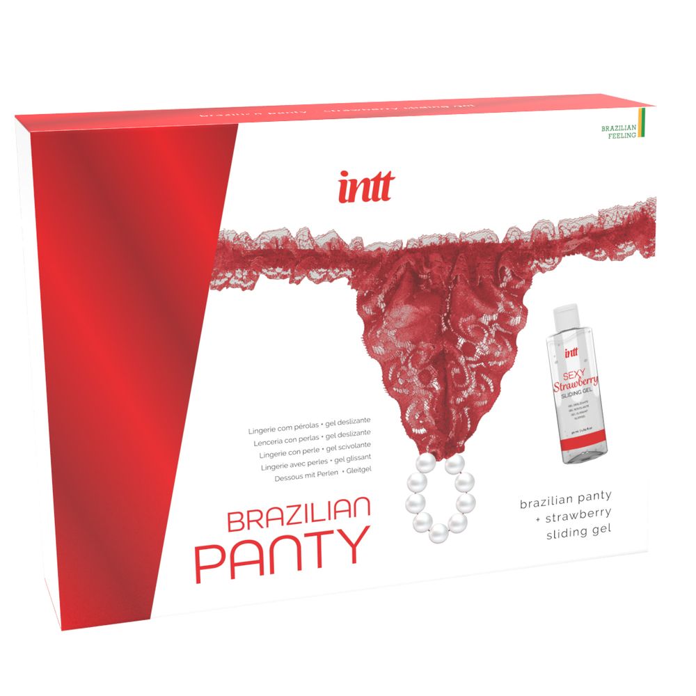 BP0002 / Набор Brazilian Panty Sliding Gel Strawberry + повязка (красная)