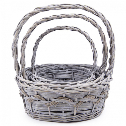 Корзина (Ива) D33/D27/D21 СЕРАЯ ОВАЛ