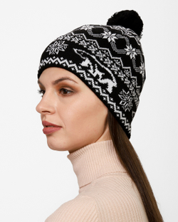 Женская шапка PRIVAL  с отворотом АРКТИКА черный