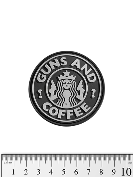 Шеврон Guns & Coffee PVC. Чёрный