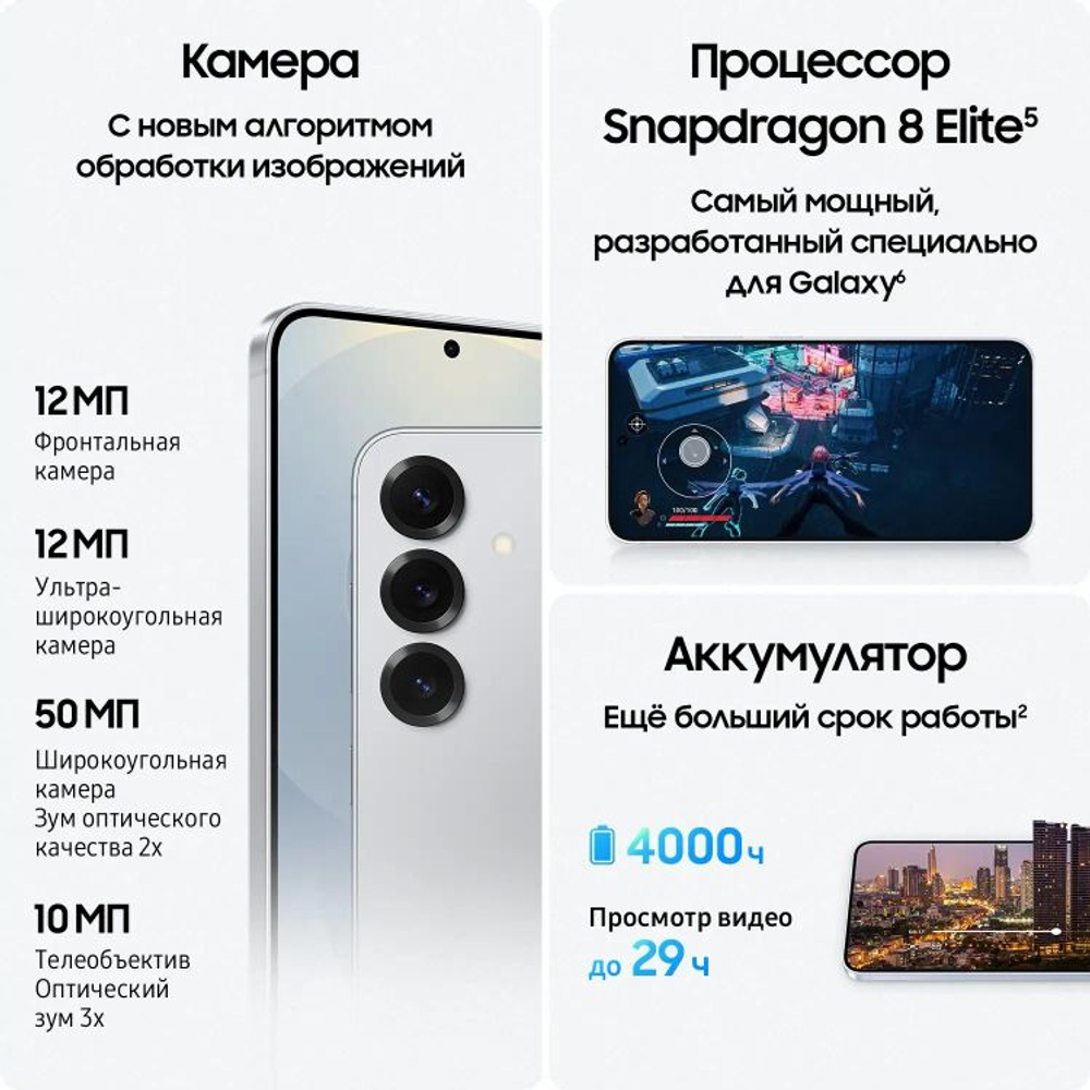 6.2" Смартфон Samsung Galaxy S25 12/128Gb,  SM-S931B,  NFC,  AMOLED,  120Гц,  4000мAч,  серый