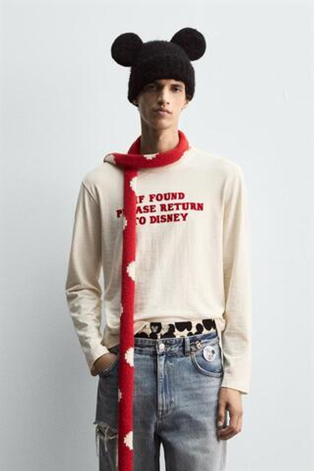 ZARA HARRY LAMBERT X DISNEY ФУТБОЛКА С НАДПИСЬЮ, ЭКРЮ