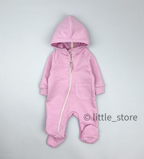 Комбинезон из футера "Simple" Ягодный зефир, с закрытыми ножками
