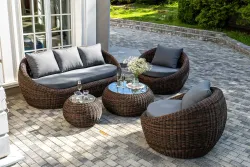 "Барселона" лаунж-зона из искусственного ротанга, цвет коричневый