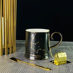 Lenardi 106-300 Кружка 360мл с ложкой и фильтром ВОДОЛЕЙ в под.уп.(х12)Фарфор