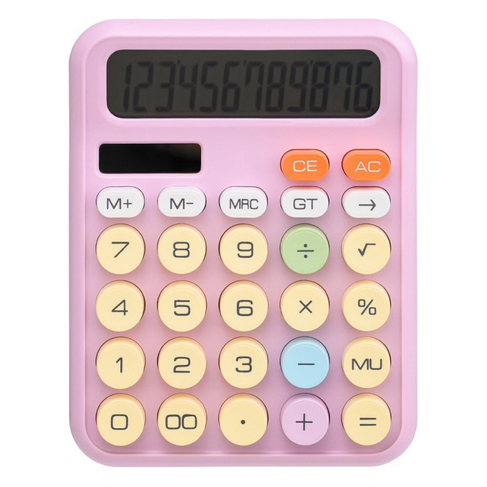 Калькулятор настольный DEXIN 12 Bit, двойное питание, розовый, размер 15,7*12*2,5