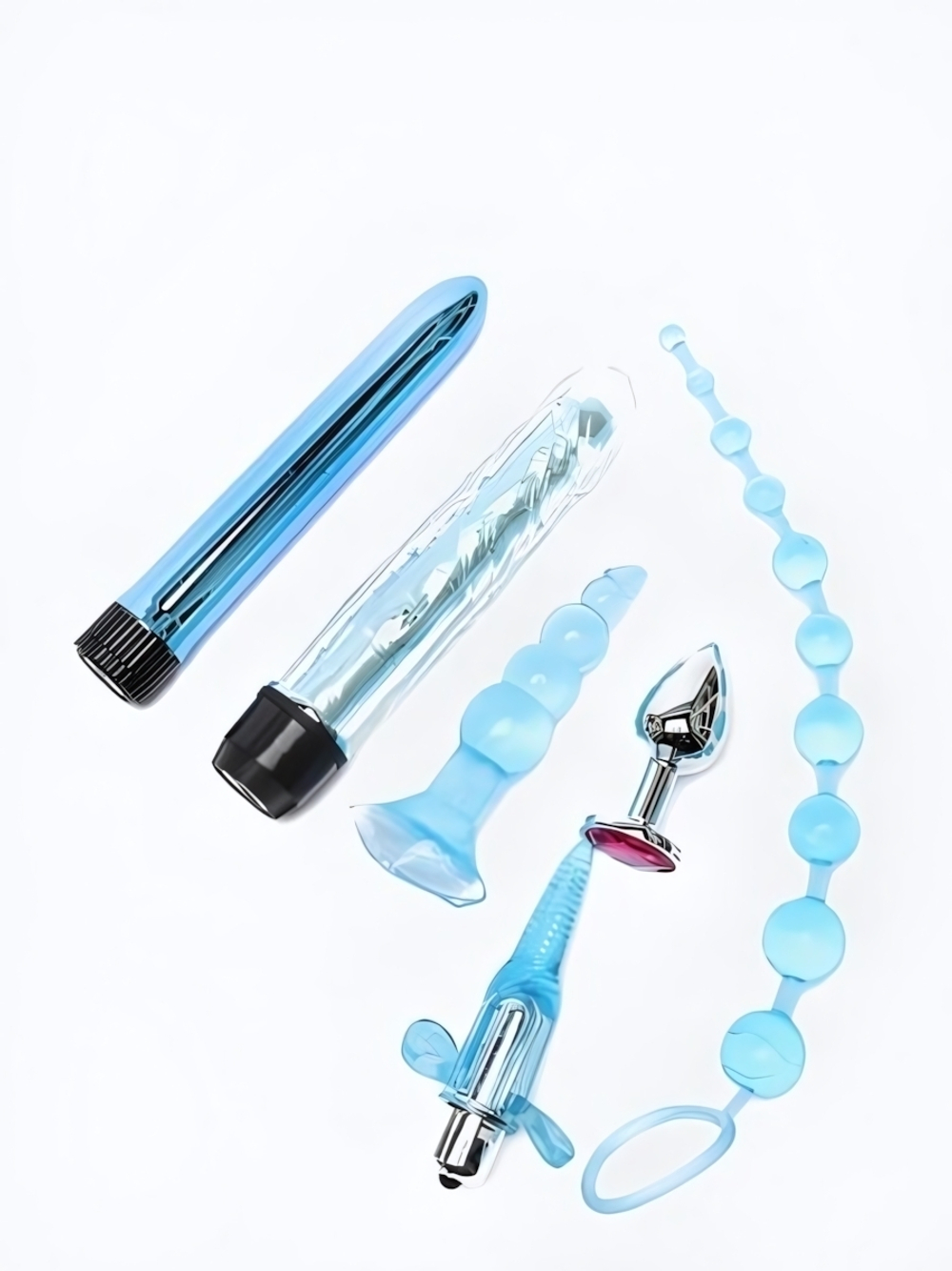 Набор секс игрушек голубого цвета 6 предметов ROSYLAND (Цвет: голубой)