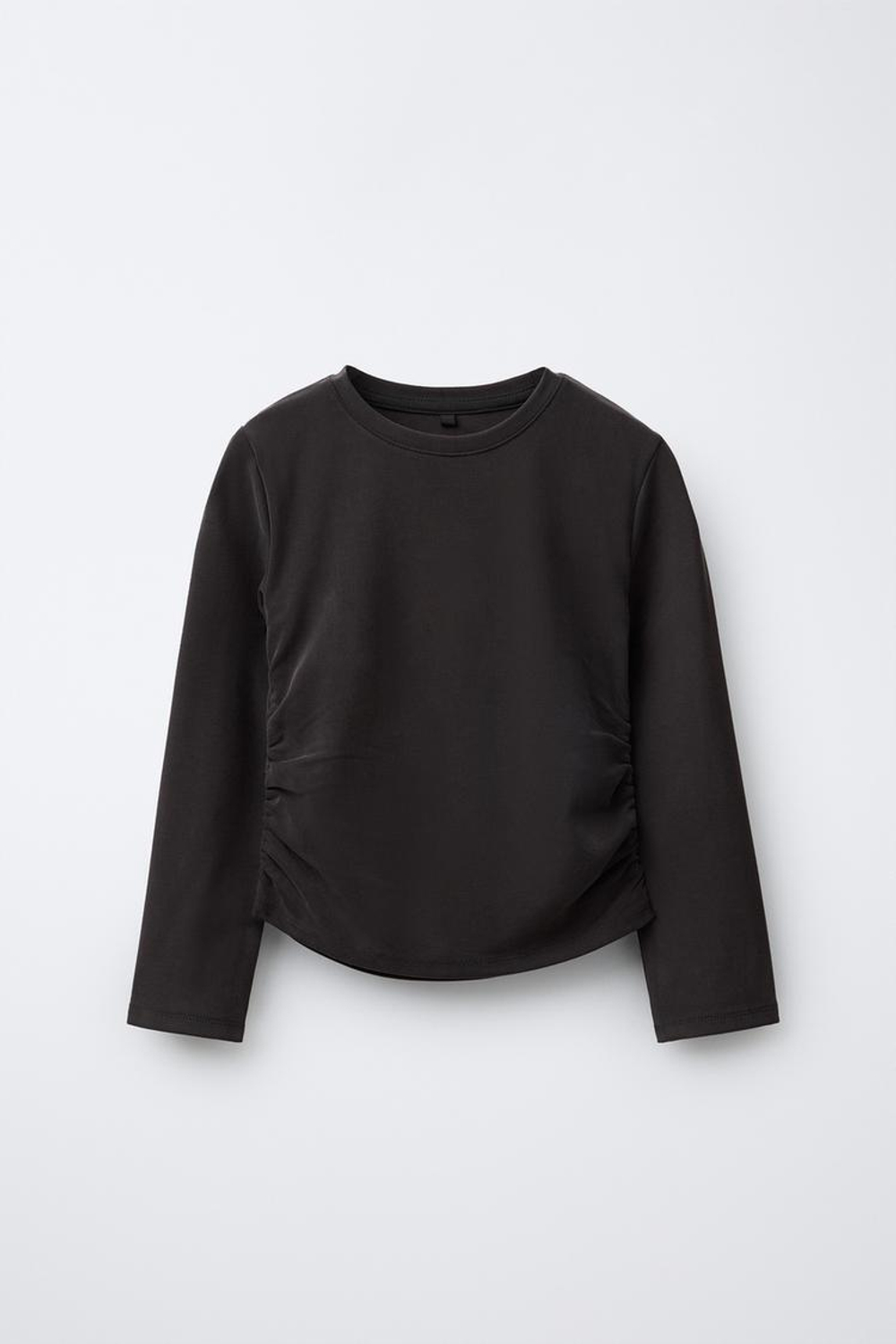 ZARA СПОРТИВНЫЙ ЛОНГСЛИВ СО СБОРКАМИ, СЕРЫЙ