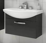 Тумба под раковину, АРИЯ, 80, черная, (подвесная, 1 ящик)