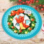 Подставка под кружку керамическая 10см «Счастливый Дракоша Рони»