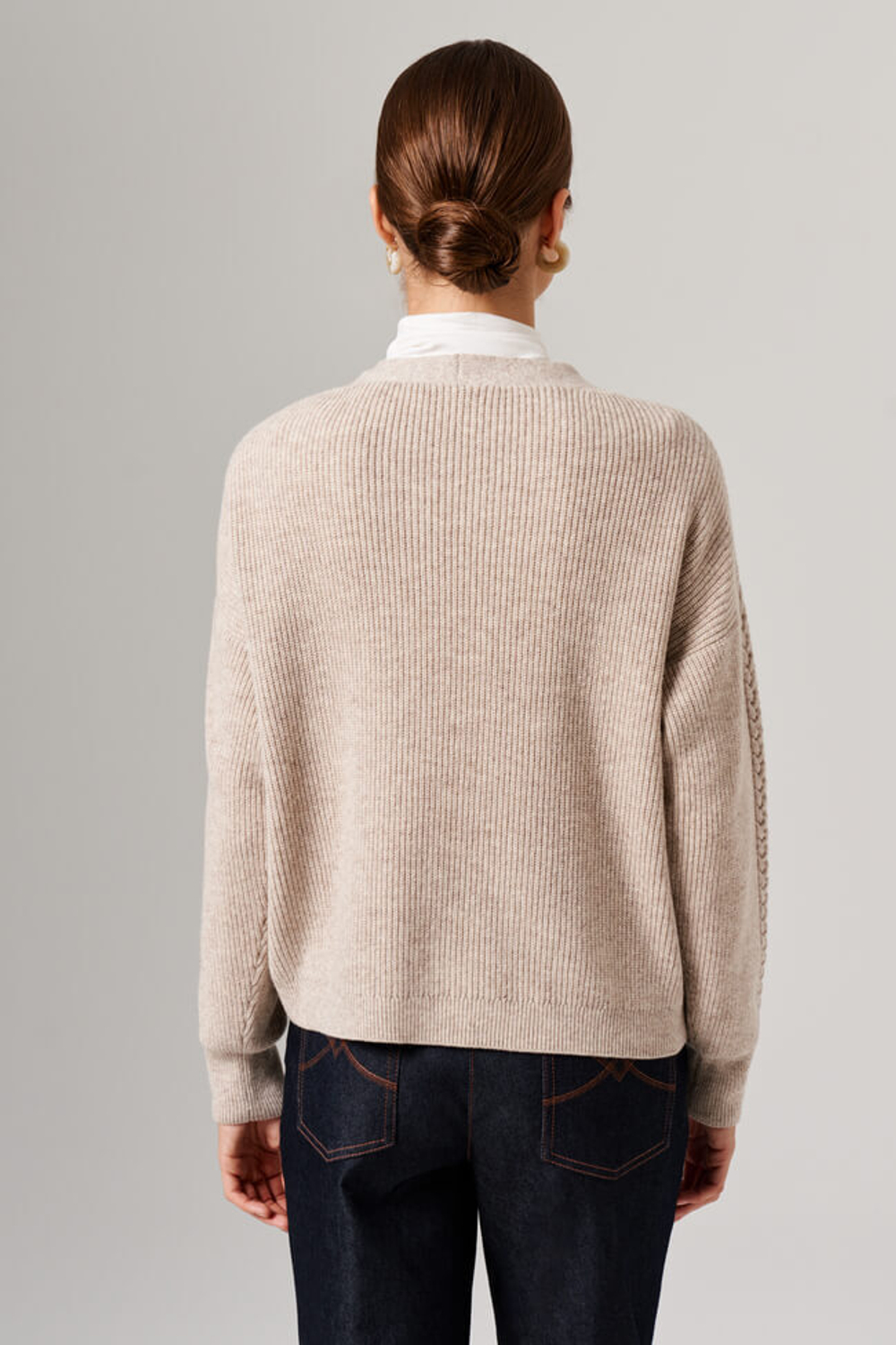 1908 Кардиган женский (серо-бежевый меланж)