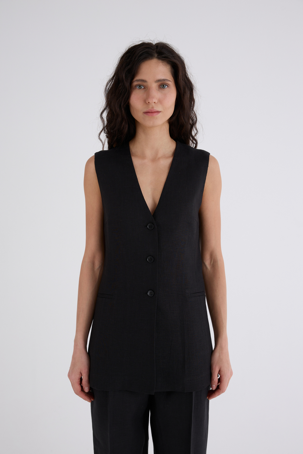 Жилет Анаис удлинённый изо льна 100%