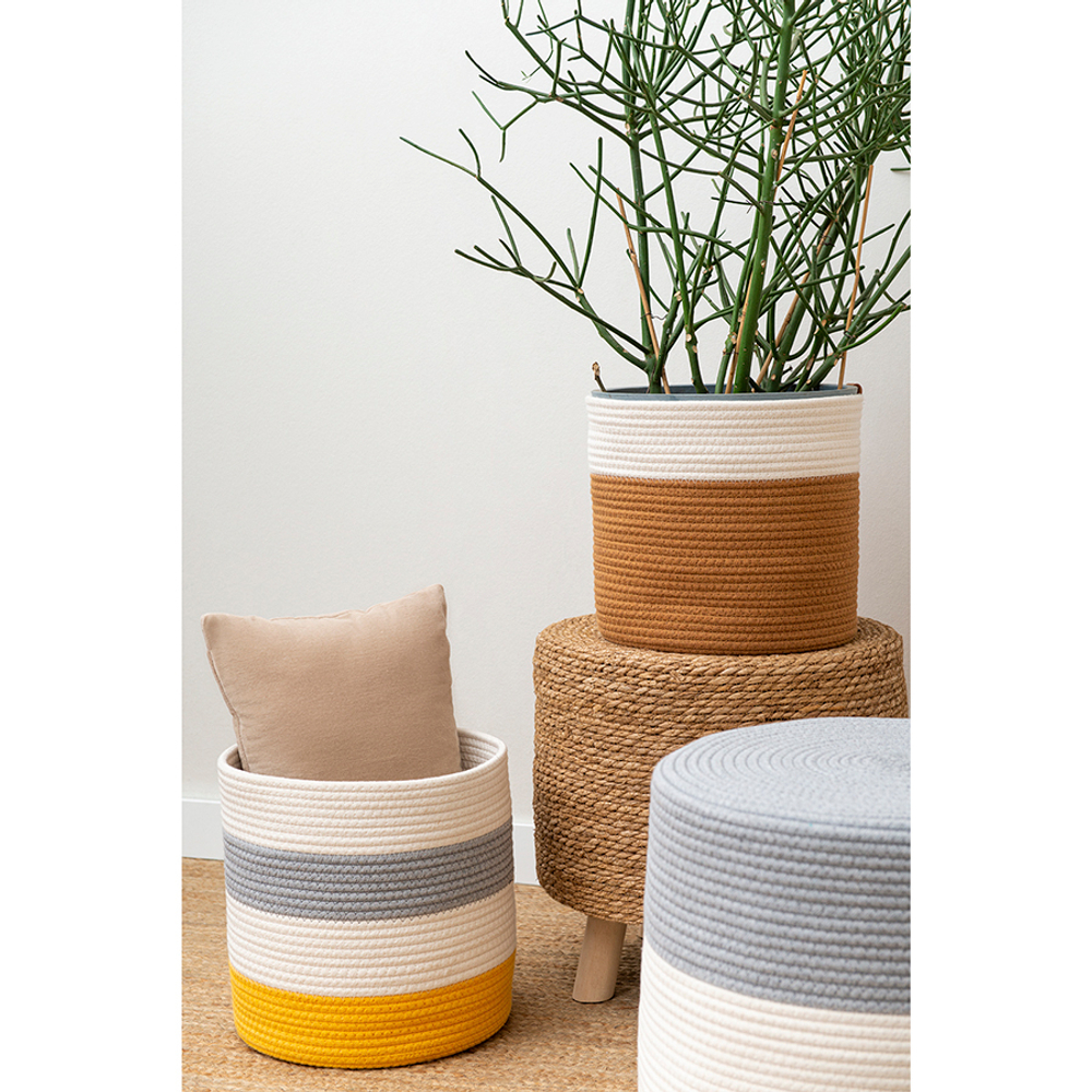 Корзина для хранения Bergenson Bjorn Ciary 30х30см бежевая/серая/горчичная