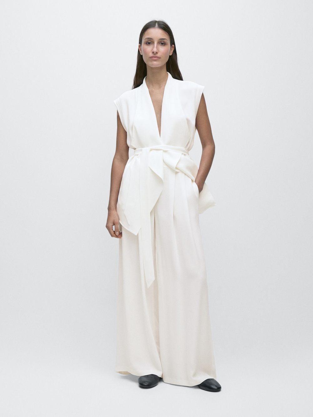 Massimo Dutti Брюки из крепа, белый