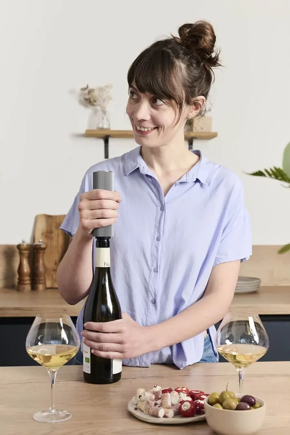 Peugeot Электрический штопор Reverse Master of Wine + набор насосов черный