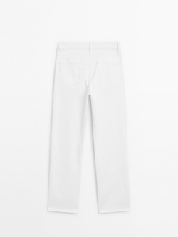 Massimo Dutti Джинсы прямого кроя со средней посадкой, Натуральный, кремовый
