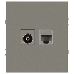 Розетка ЭРА Arktik 16-3110-07 комбинированная RJ45+TV титан | Эра Arktik