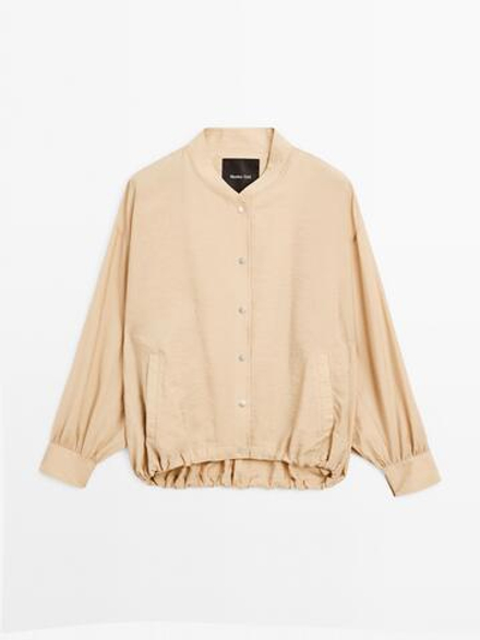 Massimo Dutti Легкая куртка-бомбер, бежевый