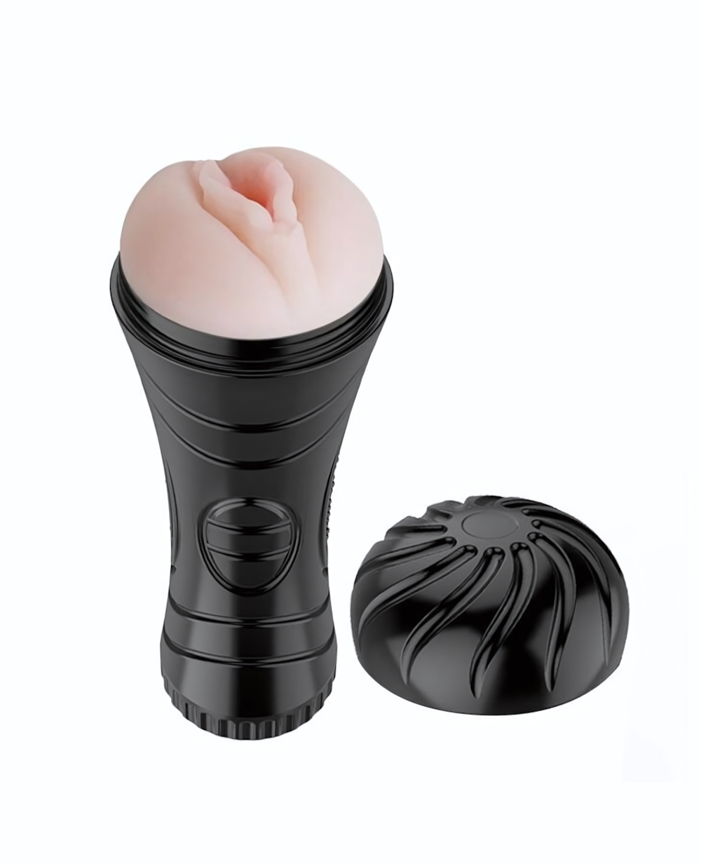 Мастурбатор-вагина в тубе без вибрации Baby Pussy (Цвет: телесный с черным)