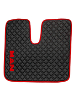 Ковры MAN TGX с 1-м ящиком (механика) (экокожа, черный, красный кант, красная вышивка)