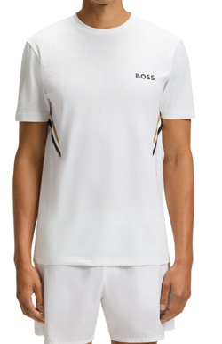 Мужская теннисная футболка BOSS Tech TOC - white