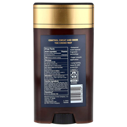 Cremo, Дезодорант и антиперспирант, пало санто, 75 г (2,65 унции)