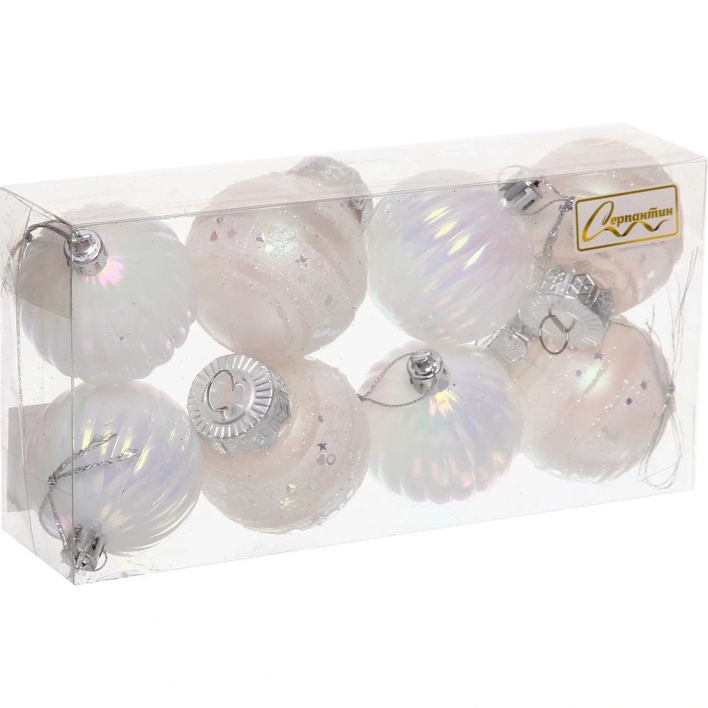 Набор шаров «Восхищение» 5 см (в наборе 8 шт), Белый, серебро