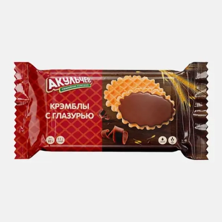 Вафли Крэмблы с глазурью Акульчев 95г