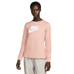 Женская теннисная футболка (dł. Рукава) Nike Swoosh Essential LS Icon Ft - rose whisper/white