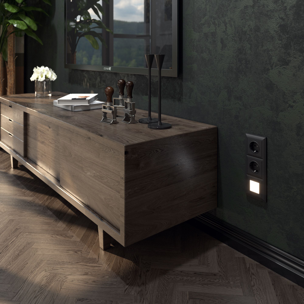 Розетка с заземлением (черный матовый)