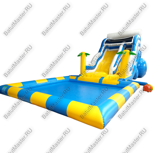 Надувная водная горка с бассейном «Пляжный оазис», 16*6*8 м