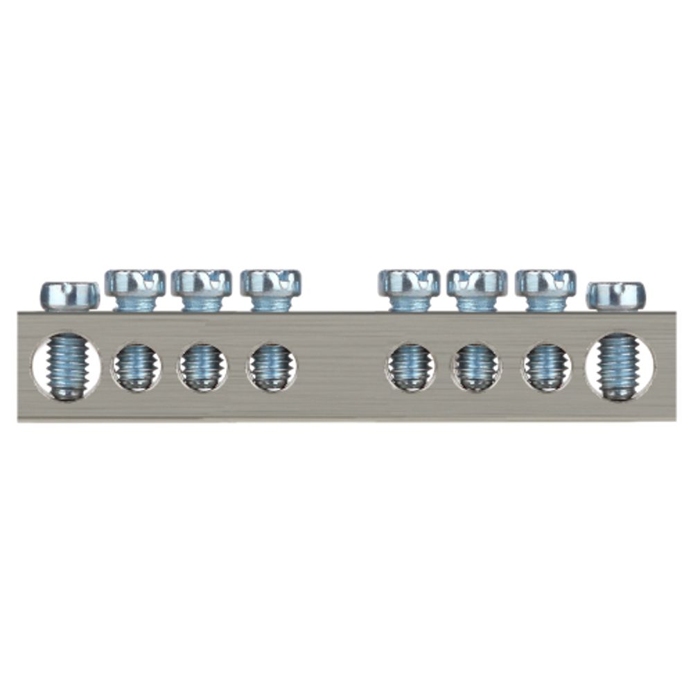 Шина ЭРА NO-224-79 PEN земля-ноль 6х9мм 8/1 никелированная с креплениями по центру | Шины N, PE, PEN