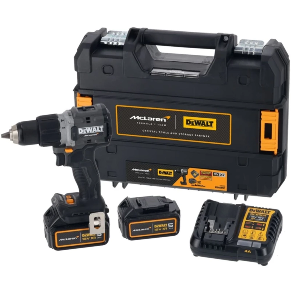DeWalt McLaren Limited Edition DCD85MP2T аккумуляторный шуруповерт (2 x 5 Ач, ЗУ) DCD85MP2T-QW